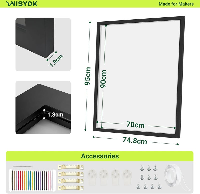 WISYOK إطار قميص WISYOK، إطار صور قميص، 70 × 90 سم، إطار قميص كبير، إطار كائن ثلاثي الأبعاد، إطار صور لتعبئة قمصان كرة القدم والهوكي والرجبي، إطار قميص خشبي مع أكريليك - Image 2