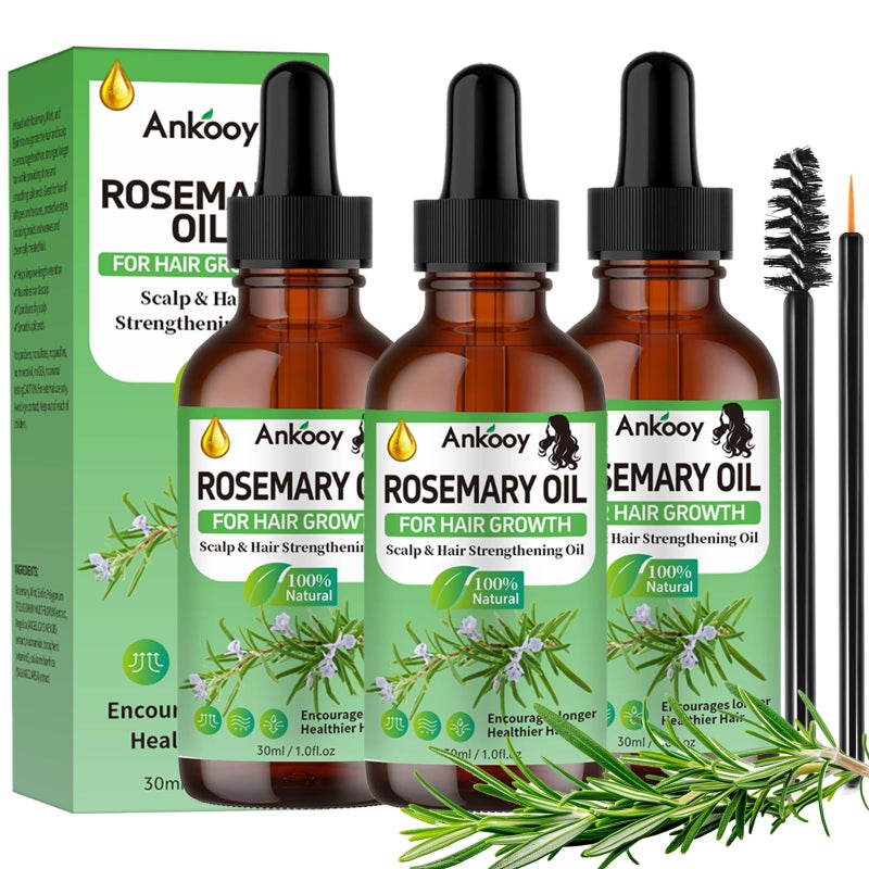 Ankooy 3 Pack Rosemary Oil for Hair Growth,Rosemary Hair Growth Oil,Strengthening Oil for Dry Damaged Hair,Hair Loss Treatment & Thickens Hair,Scalp Care Promotes Hair Thickness for Men Women - Image 1