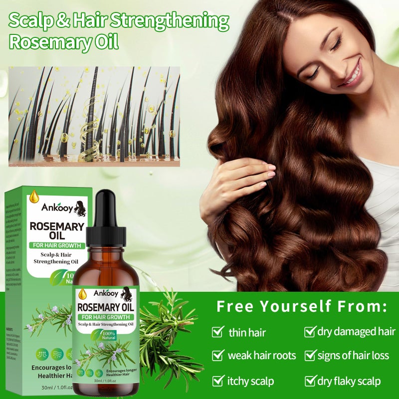 Ankooy 3 Pack Rosemary Oil for Hair Growth,Rosemary Hair Growth Oil,Strengthening Oil for Dry Damaged Hair,Hair Loss Treatment & Thickens Hair,Scalp Care Promotes Hair Thickness for Men Women - Image 5