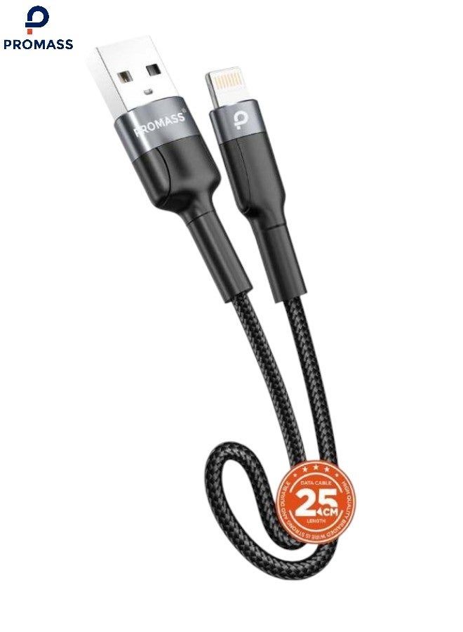 بروماس كيبل USB A الى لايتنينج قصير بطول 25 سم, شاحن ايفون شحن سريع متوافق مع 11 12 13 14 برو ماكس X XS XR 8 بلس ايباد - Image 1