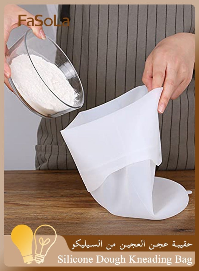 Fasola Silicone Dough Kneading Bag, 1pc Large Flour Mixing Bag 36x26cm, Reusable Non-Stick Kneading Bag for Bread Pastry Pizza, Multifunctional Dough Bag for Restaurant Kitchen and Home Baking, (Transparent) - Image 1