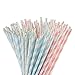 ALINK Light Pink Blue White Paper Straws Bulk 100 Biodegradable Party Straws for Boy Girl Baby Shower Gender Reveal Birthday Wedding and Celebrations - Image 1