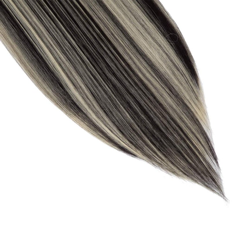 S-noilite Clip in Hair Extension Full Head 8pcs 26" Natural Black Mix Bleach Blonde Highlights Extensions Straight Synthetic Hairpieces for Women (26", Natural Black Mix Bleach Blonde) - Image 4