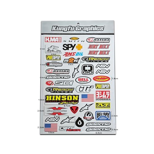 Kungfu Graphics Micro Sponsor Logo Racing Sticker Sheet Universal (7.2X 10.2 inch), White, MSS (7) - Image 1