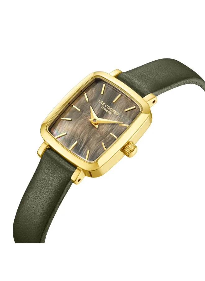 لي كوبر Women's Analog Display Watch With Dark Green Leather Strap - LC08151.175