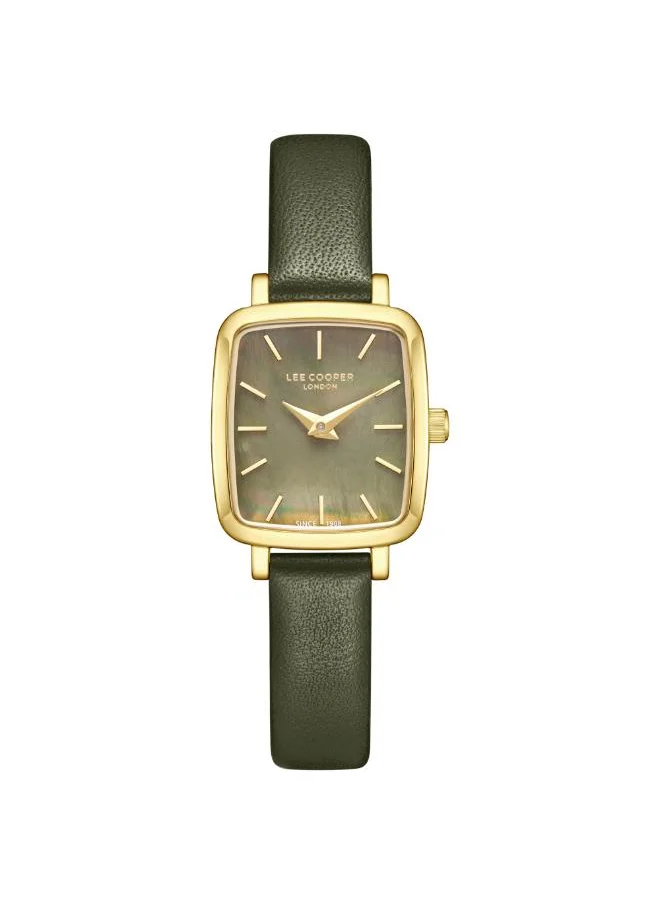 لي كوبر Women's Analog Display Watch With Dark Green Leather Strap - LC08151.175