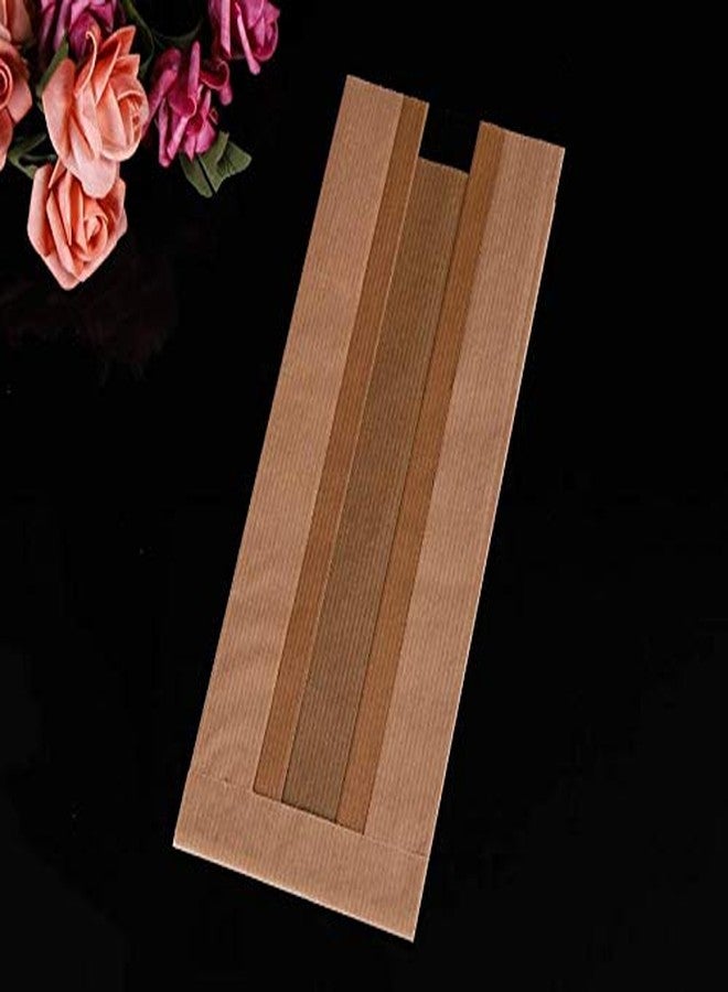 Funcoo Pack of 30 Paper Bread Loaf Bag Kraft Food Packaging Storage Bakery Bag with Front Window, Label Seal Sticker Included (Kraft, 12.2''x4.7''x3.54'') - Image 3