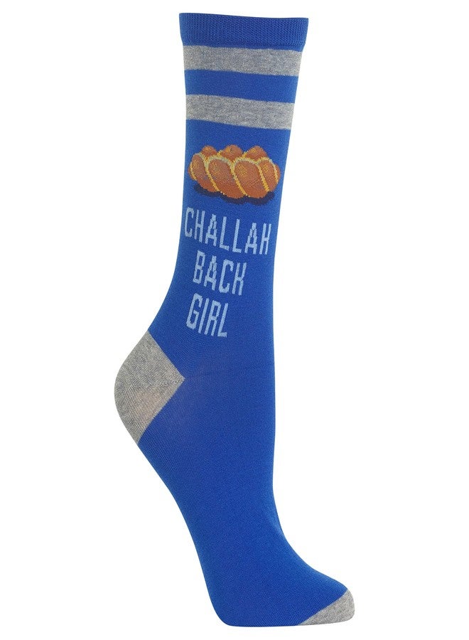 Hot Sox Women's Challah Back Girl Crew Sock 1 Pair Pack, Blue, Women's Shoe Size 4-10 - Image 1