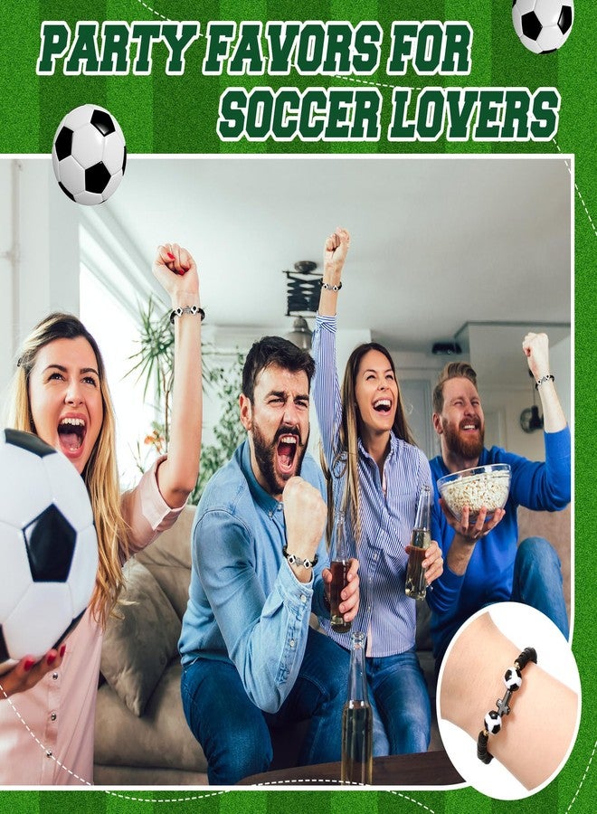 Ecation 24 Set Soccer Bracelets Sport Team Gifts Adjustable Beaded Bracelets Bulk with Blessing Card Soccer Party Favors for Players Team Lovers - Image 5
