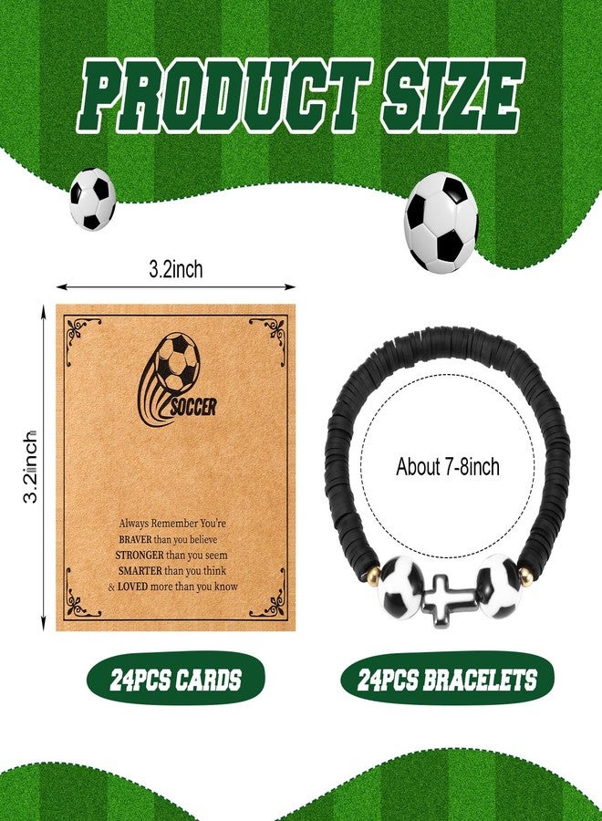 Ecation 24 Set Soccer Bracelets Sport Team Gifts Adjustable Beaded Bracelets Bulk with Blessing Card Soccer Party Favors for Players Team Lovers - Image 2