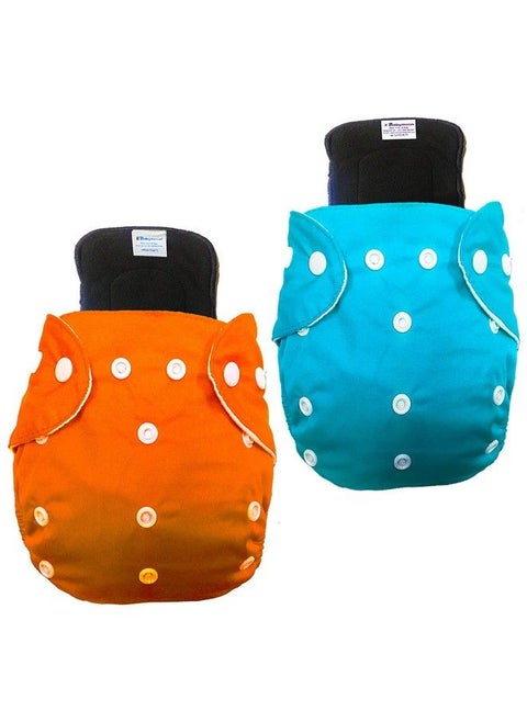 Free Size Reusable 2 Cloth Diaper With 2 Grey Insertpack Of 4