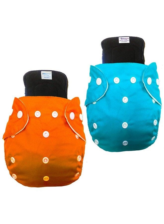 BabyMoon Free Size Reusable 2 Cloth Diaper With 2 Grey Insertpack Of 4  - Image 2