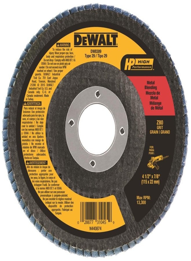 DEWALT Flap Disc, Zirconia, 4-1/2-Inch x 7/8-Inch, 80-Grit (DW8309) - Image 1