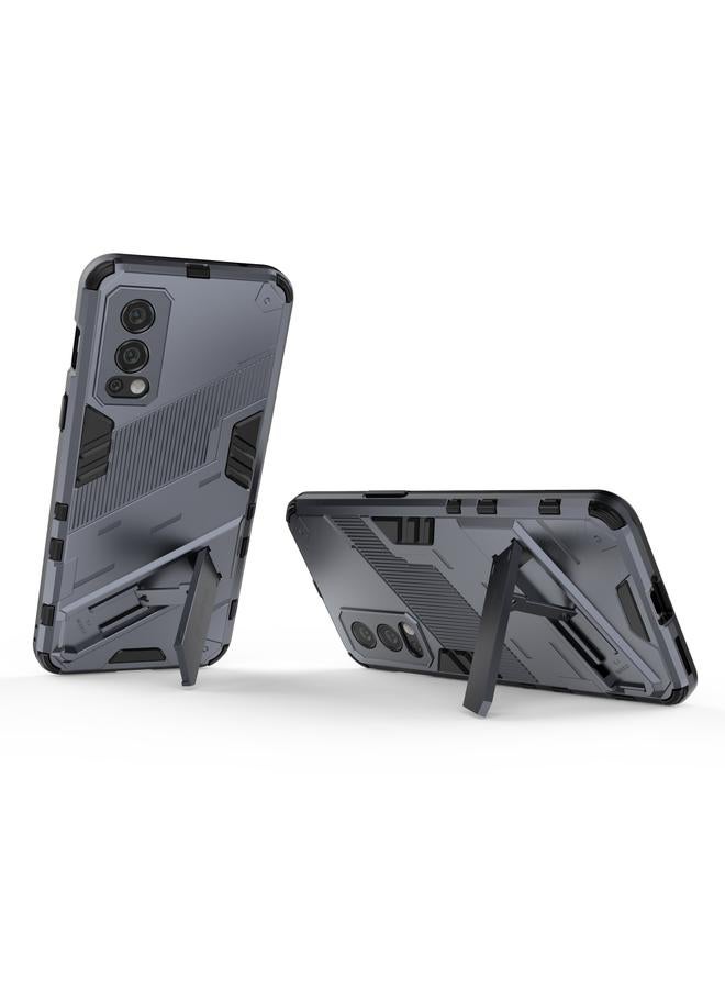 S-TOP Case For OnePlus Nord 2 5G Punk Armor 2 in 1 PC + TPU Shockproof Case with Invisible Holder - Image 4