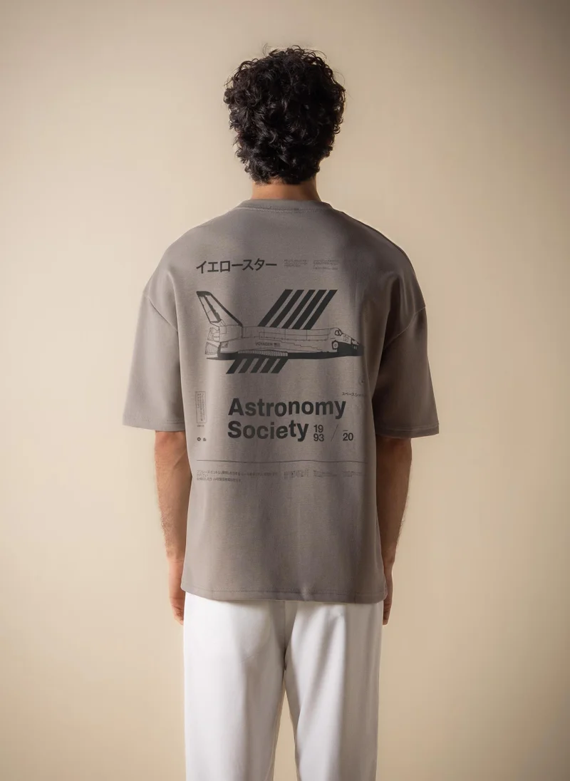 Shapes GREY DURASOFT ASTRONOMY PRINTED T-SHIRT for Men | Best Price UAE