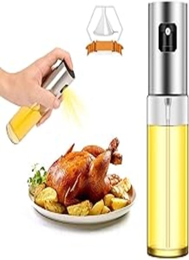 SHOWAY - SHOWAY Oil Spray Dispenser With Scale Line, Leak Proof Stainless Steel Olivia Oil Transparent Bottle, Vinegar Glass Dispenser For Cooking/Salad/Baking Pan/Bbq - Image 1