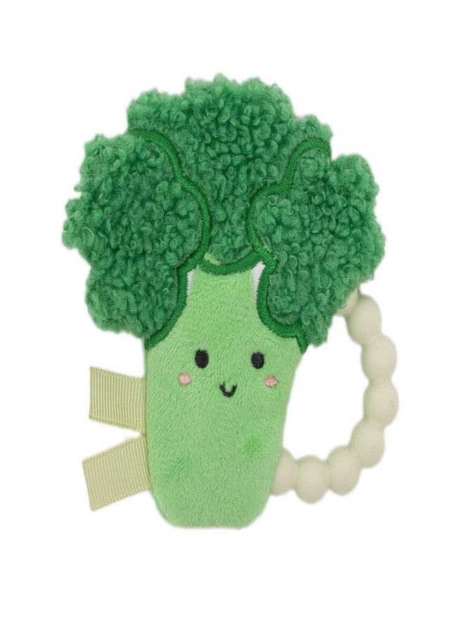 Pearhead Plush Broccoli Baby Teether with Crinkle Sound, Soft Silicone Beaded Teething Ring, BPA-Free Infant Sensory Rattle Toy for Teething Relief, Easy-Grip Teether for Babies Newborn and Up - Image 1