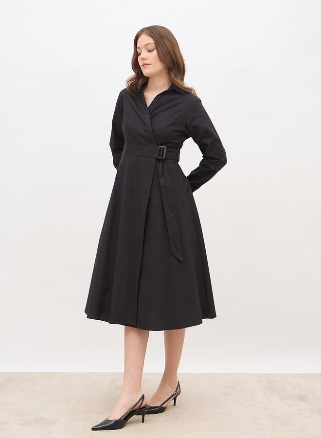 ستايلي فستان ميدي ملفوف بياقة صلبة - Image 3