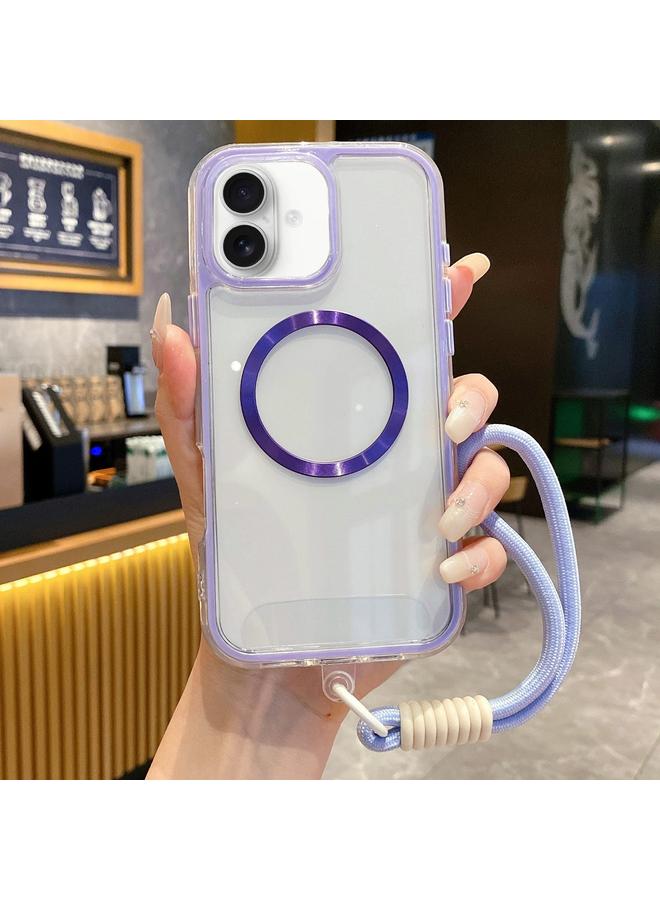 اس-توب جراب لهاتف iPhone 16 Airbag 3 في 1 CD Texture MagSafe جراب هاتف مع حزام - Image 1