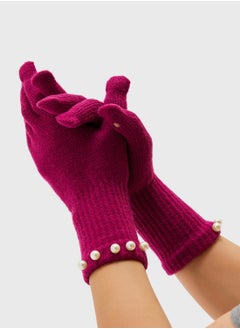 ELLA Pearl Detail Knitted Winter Glove  - Image 1