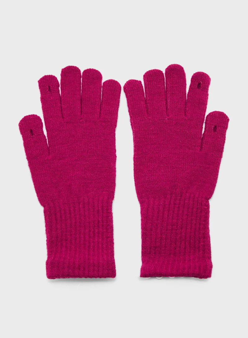 ايلا Pearl Detail Knitted Winter Glove
