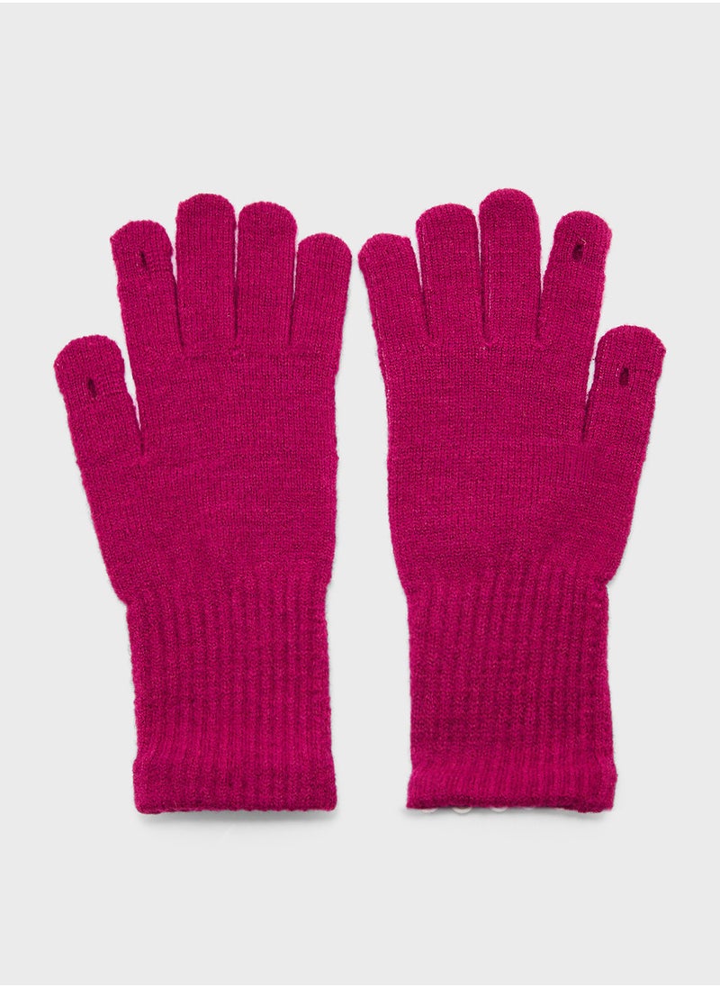 ELLA Pearl Detail Knitted Winter Glove  - Image 3