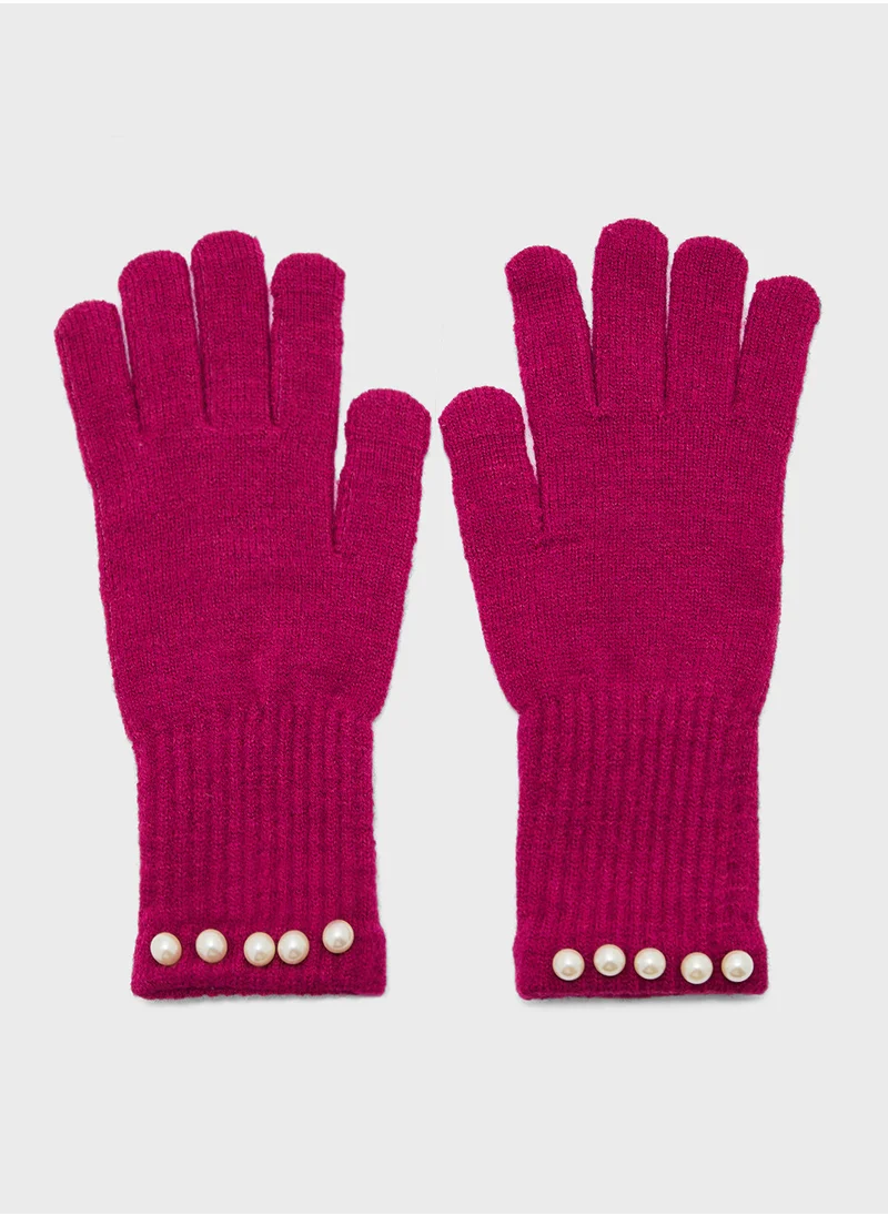 ايلا Pearl Detail Knitted Winter Glove