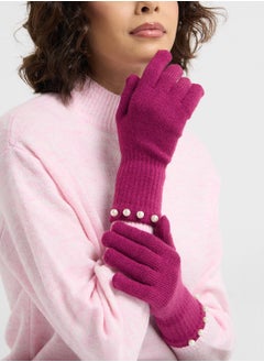 ELLA Pearl Detail Knitted Winter Glove  - Image 5