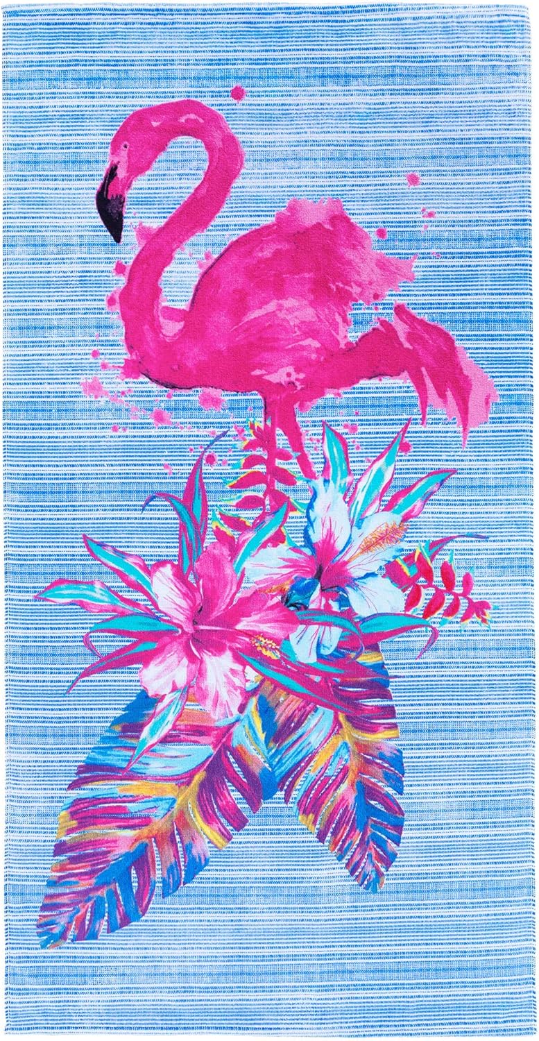 Softerry Flamingo Beach Towel 30 x 60 inches 100 Cotton Pink Flamingo 30 x 60 - Image 2