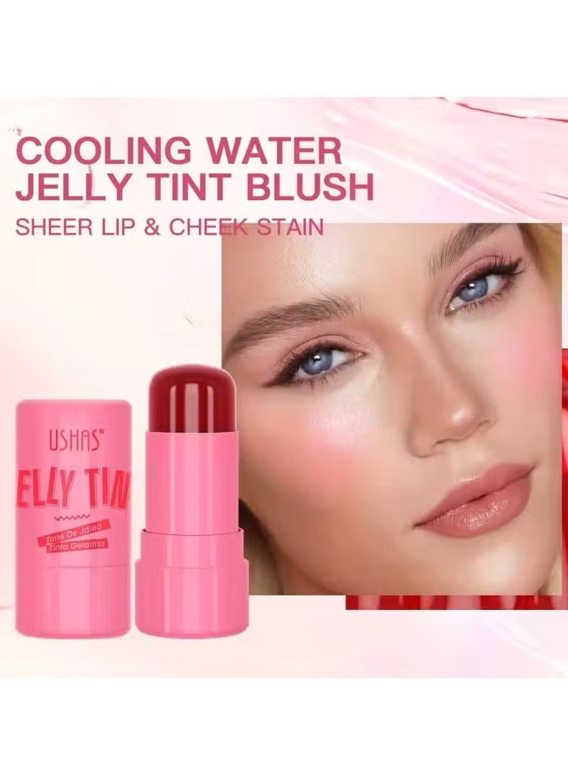 Ushas 4 Colors Jelly Blush Stick Lip Balm Eyeshadow 3-in-1 Multi-Use Matte Blush Moisturize Brighten Lip Gloss(4pcs) - Image 3