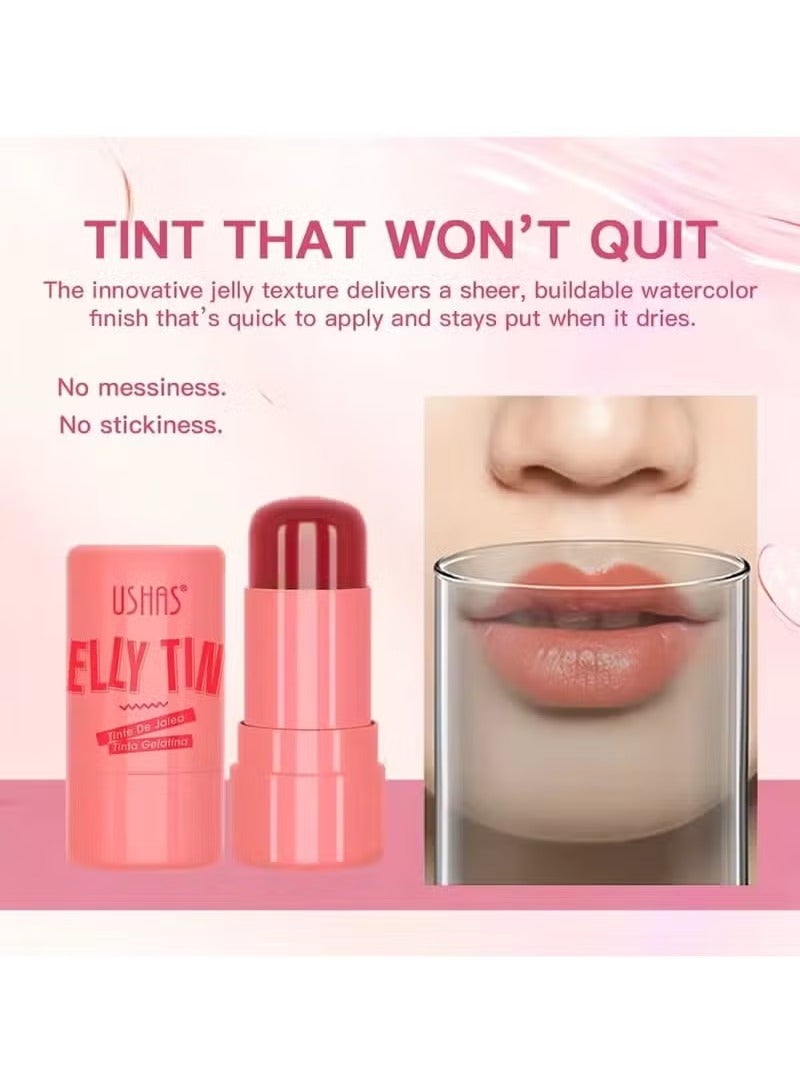 Ushas 4 Colors Jelly Blush Stick Lip Balm Eyeshadow 3-in-1 Multi-Use Matte Blush Moisturize Brighten Lip Gloss(4pcs) - Image 4