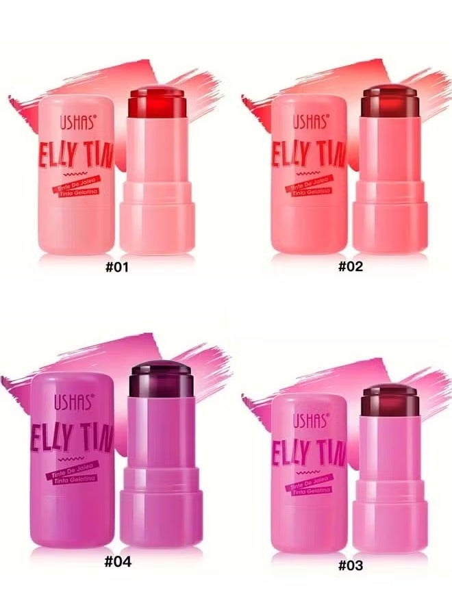 Ushas 4 Colors Jelly Blush Stick Lip Balm Eyeshadow 3-in-1 Multi-Use Matte Blush Moisturize Brighten Lip Gloss(4pcs) - Image 2