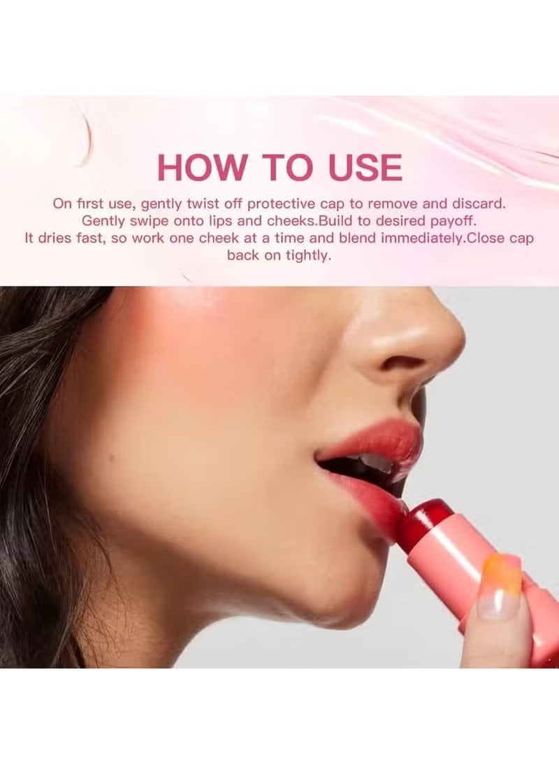 Ushas 4 Colors Jelly Blush Stick Lip Balm Eyeshadow 3-in-1 Multi-Use Matte Blush Moisturize Brighten Lip Gloss(4pcs) - Image 5