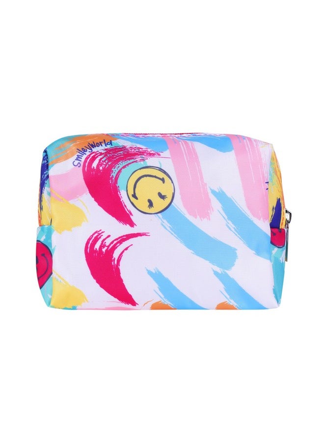 Miniso Pouch For Travel Makeup Pouch For Girls, Smileyworld Makeup Organizer Bag, Small Travel Toiletry Bag For Travel Tools (15X7X10Cm) Blue  - Image 1