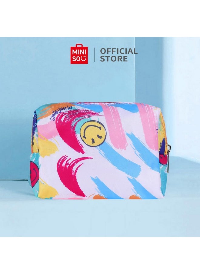 Miniso Pouch For Travel Makeup Pouch For Girls, Smileyworld Makeup Organizer Bag, Small Travel Toiletry Bag For Travel Tools (15X7X10Cm) Blue  - Image 4