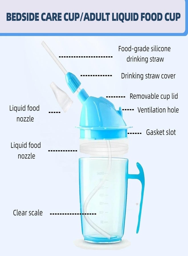 UKYCEORA Leak-proof Straw Cup, Suitable for the Elderly, Bedridden Patients, Disabled/Dysphagia People (Blue) - Image 2