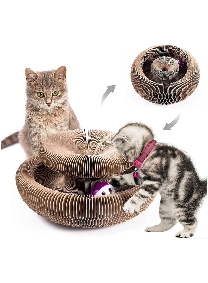 Cool Baby COOLBABY Magic Organ Cat Scratching Board Cat Scratch Pad with A Toy Bell Ball Cat Grinding Claw Scratching Board Foldable Convenient Durable Cardboard - Image 1