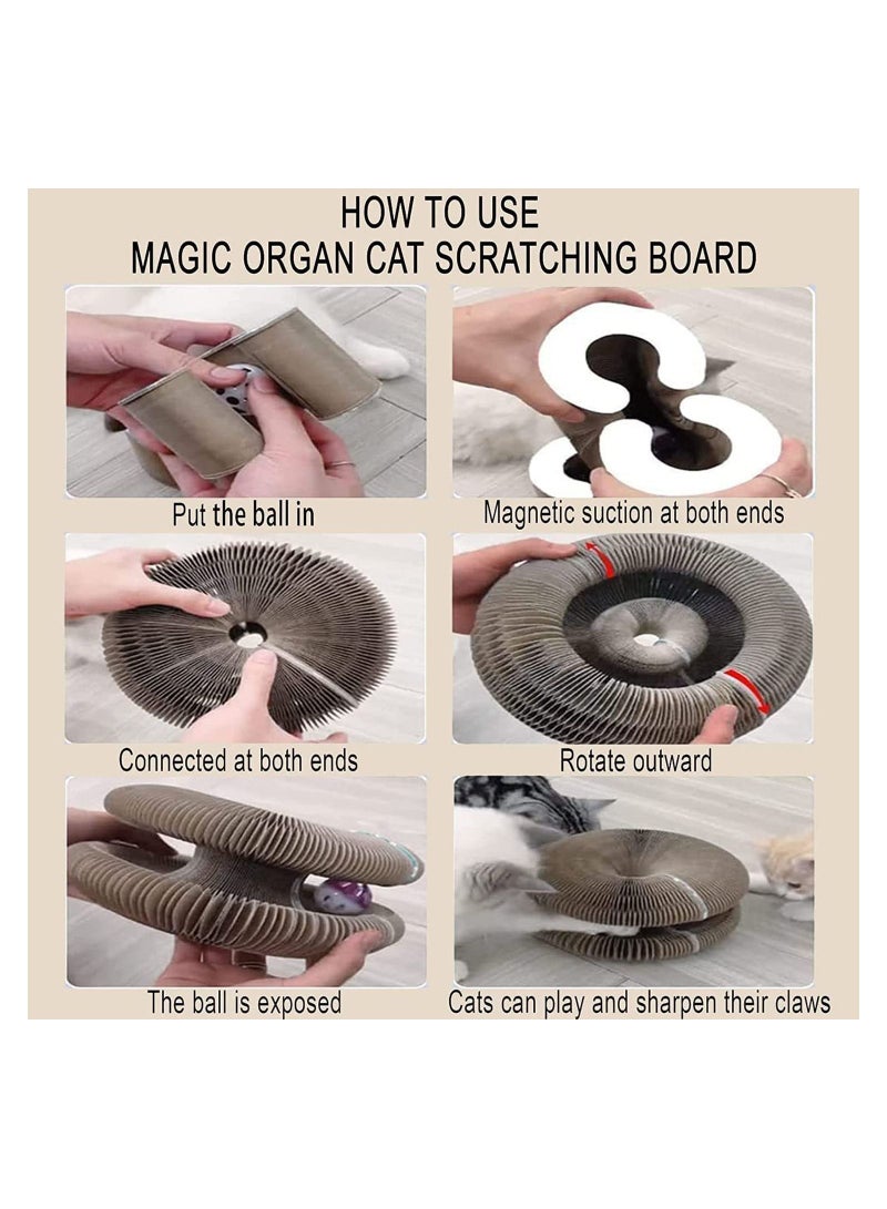 Cool Baby COOLBABY Magic Organ Cat Scratching Board Cat Scratch Pad with A Toy Bell Ball Cat Grinding Claw Scratching Board Foldable Convenient Durable Cardboard - Image 4