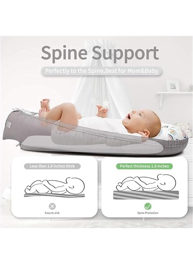 HOOKOR Baby Lounger, Baby Nest for Co Sleeping, Ultra Soft and Breathable Cotton, Portable & Lightweight for Traveling, Perfect for Bassinet & Cribs, Essential for Newborn (Rainbow)  - Image 3