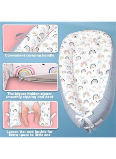HOOKOR Baby Lounger, Baby Nest for Co Sleeping, Ultra Soft and Breathable Cotton, Portable & Lightweight for Traveling, Perfect for Bassinet & Cribs, Essential for Newborn (Rainbow)  - Image 4