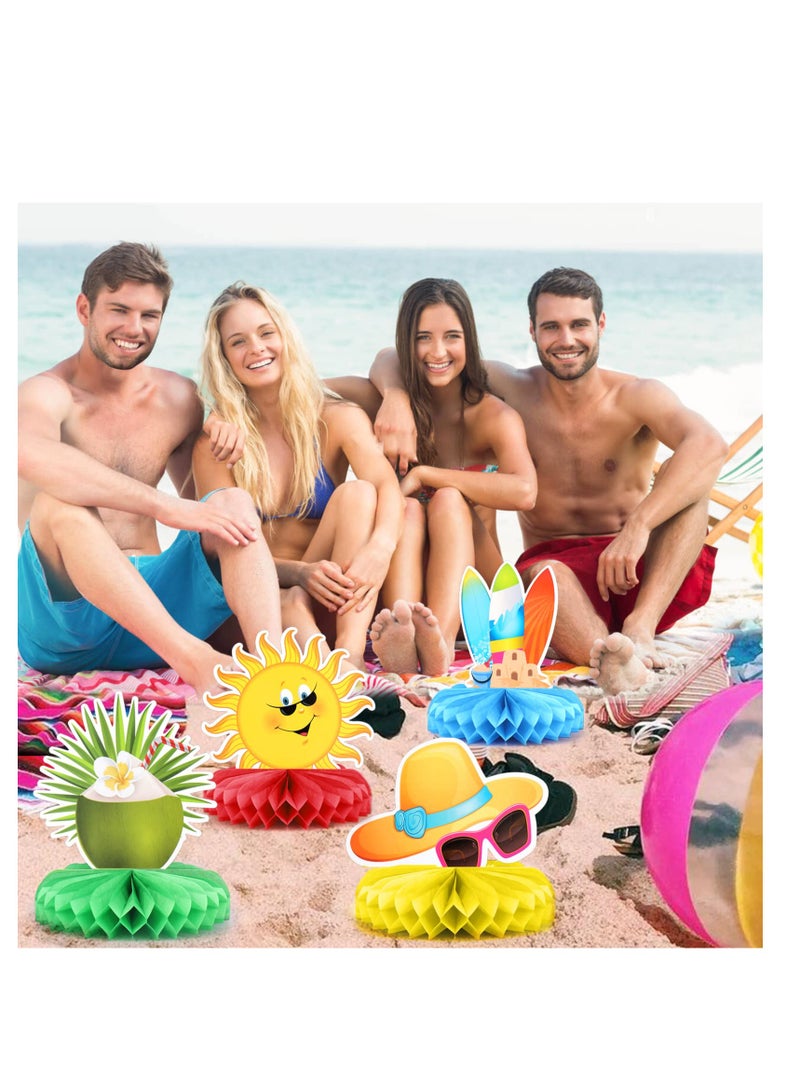 KASTWAVE Summer Party Decoration, Honeycomb Centerpieces, 9 Pcs Summer Beach Pool Party Table Toppers, Beach Party Decorations, Pool Party Decorations Supplies for Beach Birthday Party Photo Props - Image 4
