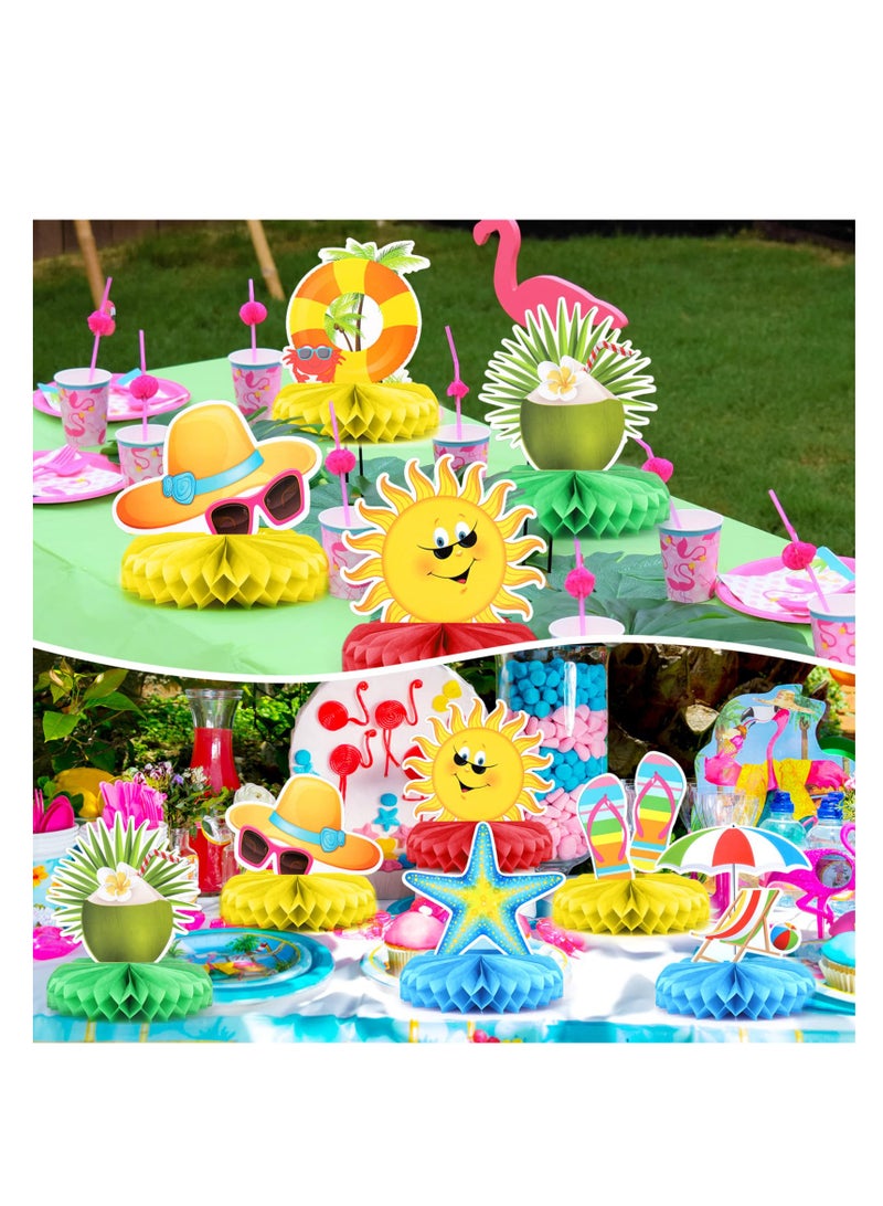 KASTWAVE Summer Party Decoration, Honeycomb Centerpieces, 9 Pcs Summer Beach Pool Party Table Toppers, Beach Party Decorations, Pool Party Decorations Supplies for Beach Birthday Party Photo Props - Image 5