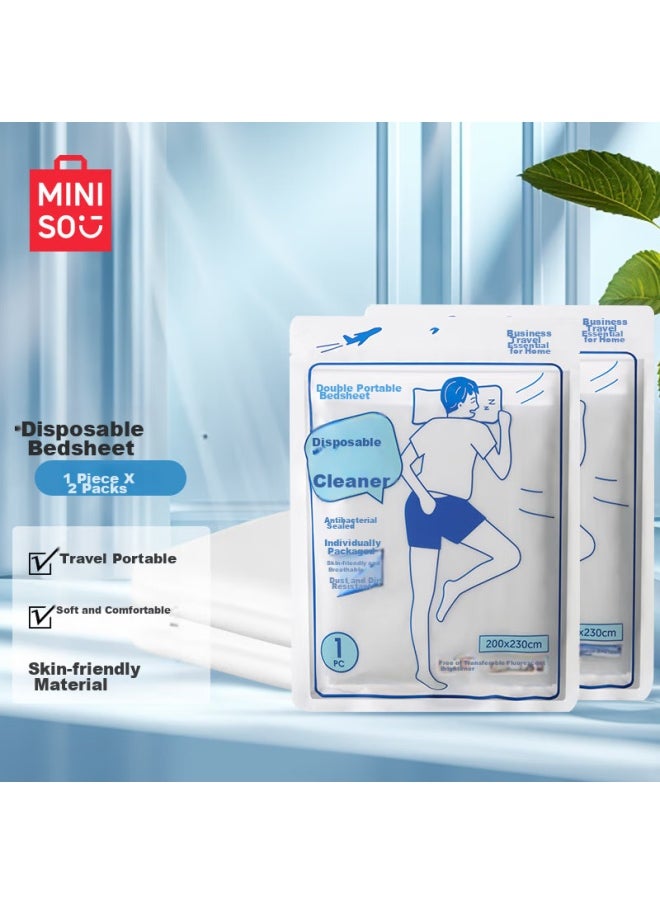 Miniso Miniso Disposable Bed Sheet For Two People, Portable And Stain-resistant (1 Sheet × 2 Pieces) For Travel And Vacations  - Image 1
