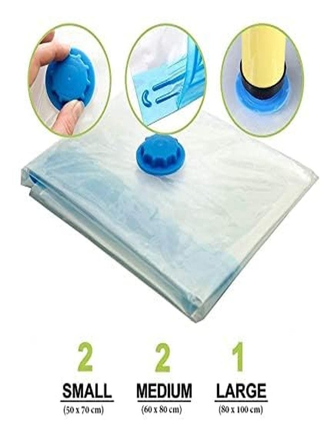 HARIVAN Space Saver Vacuum Bags for Clothes with Pump, Reusable Vacuum Storage Bags with Ziplock and Hand Pump, Compression Sealer Bags (Bags1 x Large, 2 x Medium, 2 x Small)(pack of 5 Pcs) - Image 4