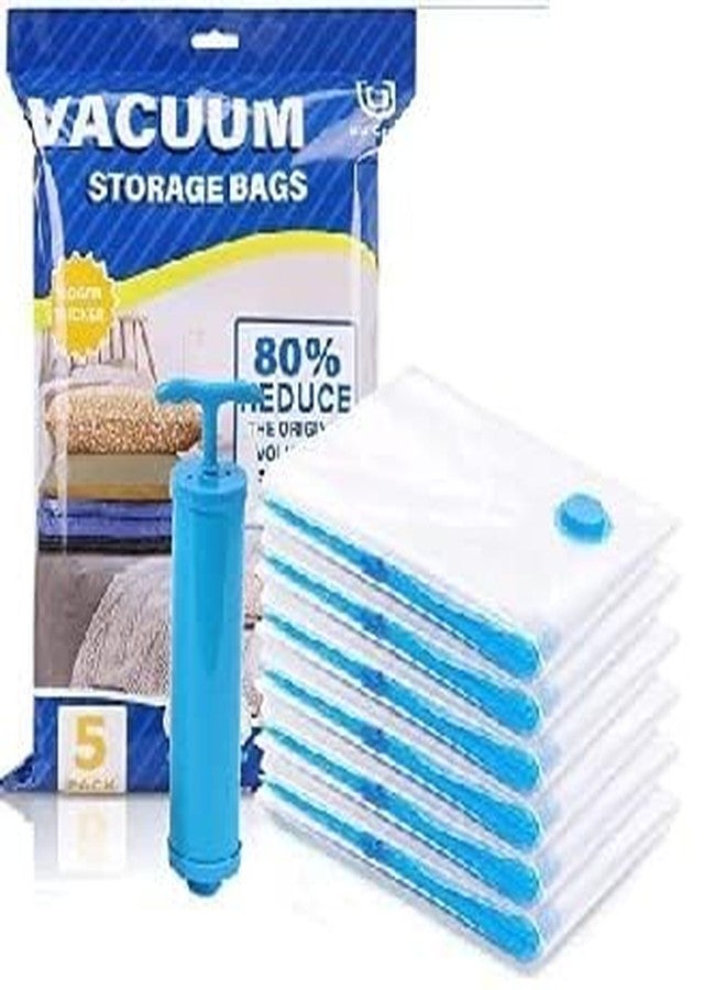 HARIVAN Space Saver Vacuum Bags for Clothes with Pump, Reusable Vacuum Storage Bags with Ziplock and Hand Pump, Compression Sealer Bags (Bags1 x Large, 2 x Medium, 2 x Small)(pack of 5 Pcs) - Image 1