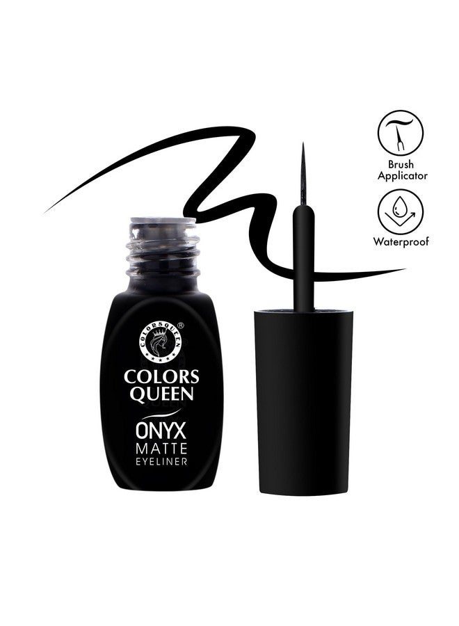 Onyx Matte Eyeliner - Black 4Ml | Intense Mate Finish, Fine Tip For Precise Smooth Application, Quick Drying Liquid Eyeliner | Long Lasting, Waterproof, Fade Proof & Smudge Proof Eyeliner