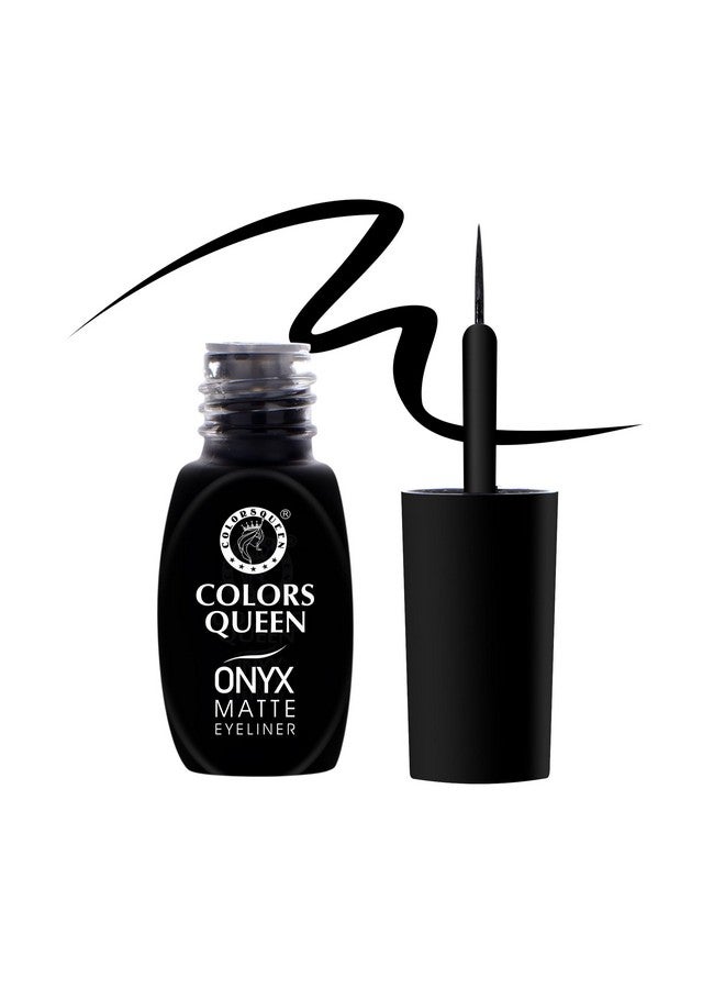 Onyx Matte Eyeliner - Black 4Ml | Intense Mate Finish, Fine Tip For Precise Smooth Application, Quick Drying Liquid Eyeliner | Long Lasting, Waterproof, Fade Proof & Smudge Proof Eyeliner