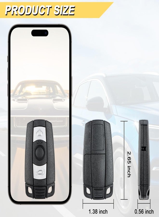 Vurkcy Key Fob Replacement for 2006-2011 BMW 3 5 Series, 325i, 328i, 330i, 335i, 525i, 528i, 530i, 535i, 550i& More Car Keyless Entry Remote Control Start, KR55WK49127, 3 Btn, 2Pcs - Image 4