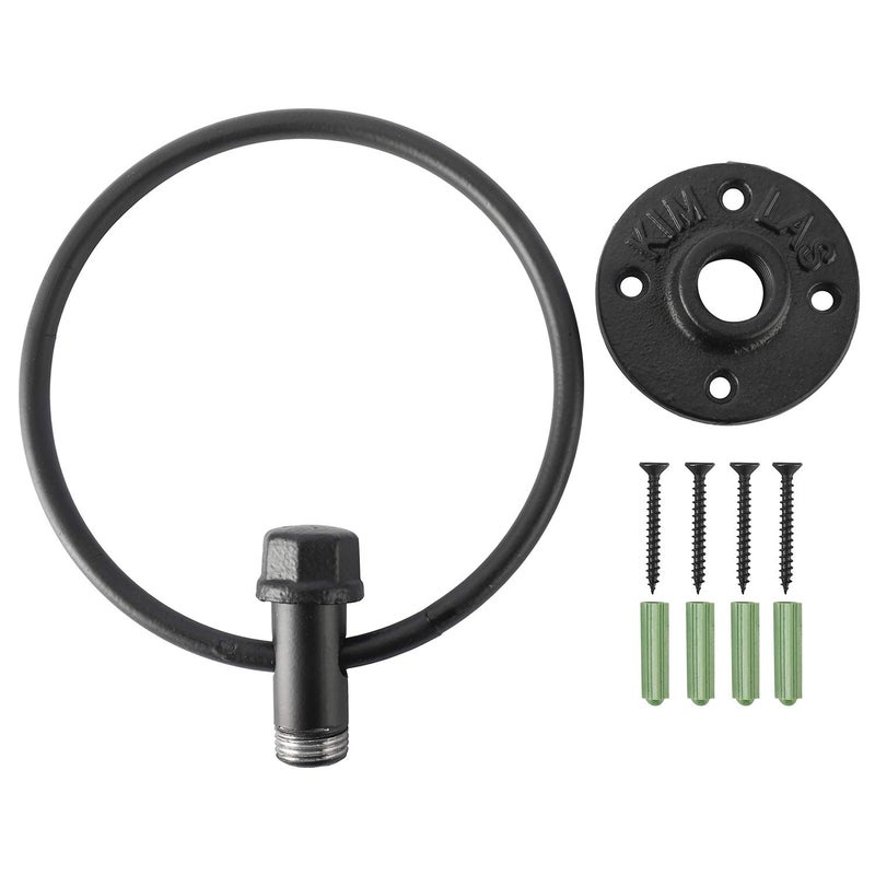HighFree Industrial Towel Ring, Farmhouse Pipe Hand Towel Holder, Matte Black Wall Mounted Bathroom Hardware, Rustic Towel Ring for Bathroom (1) - Image 4