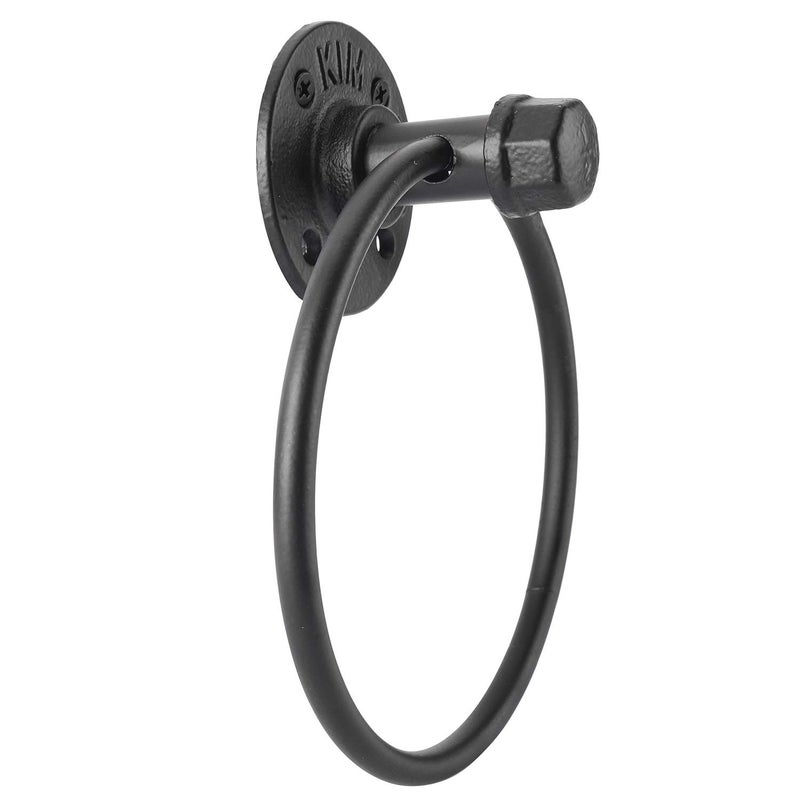 HighFree Industrial Towel Ring, Farmhouse Pipe Hand Towel Holder, Matte Black Wall Mounted Bathroom Hardware, Rustic Towel Ring for Bathroom (1) - Image 3